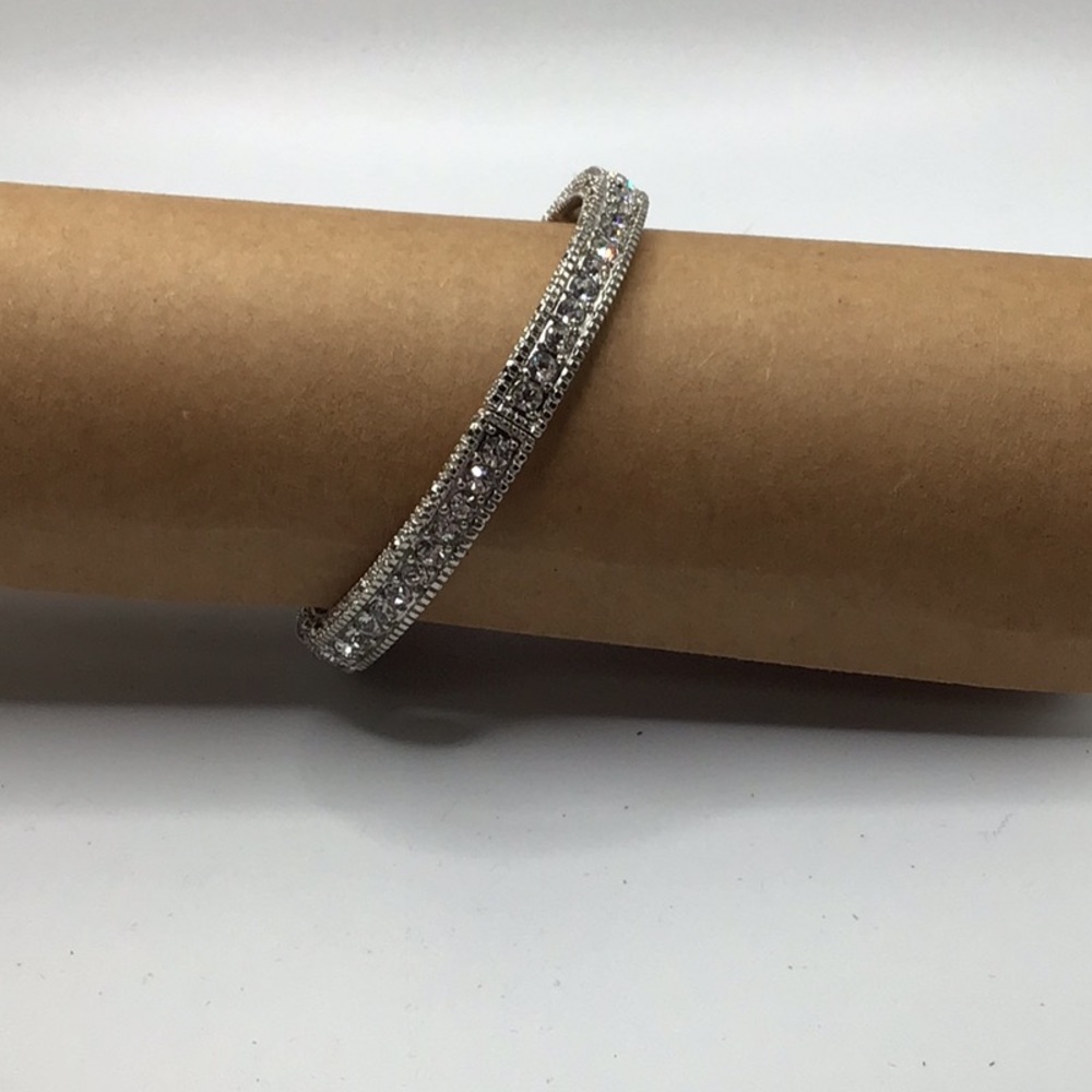 Elegant Silver Tone and AB Stone Bracelet